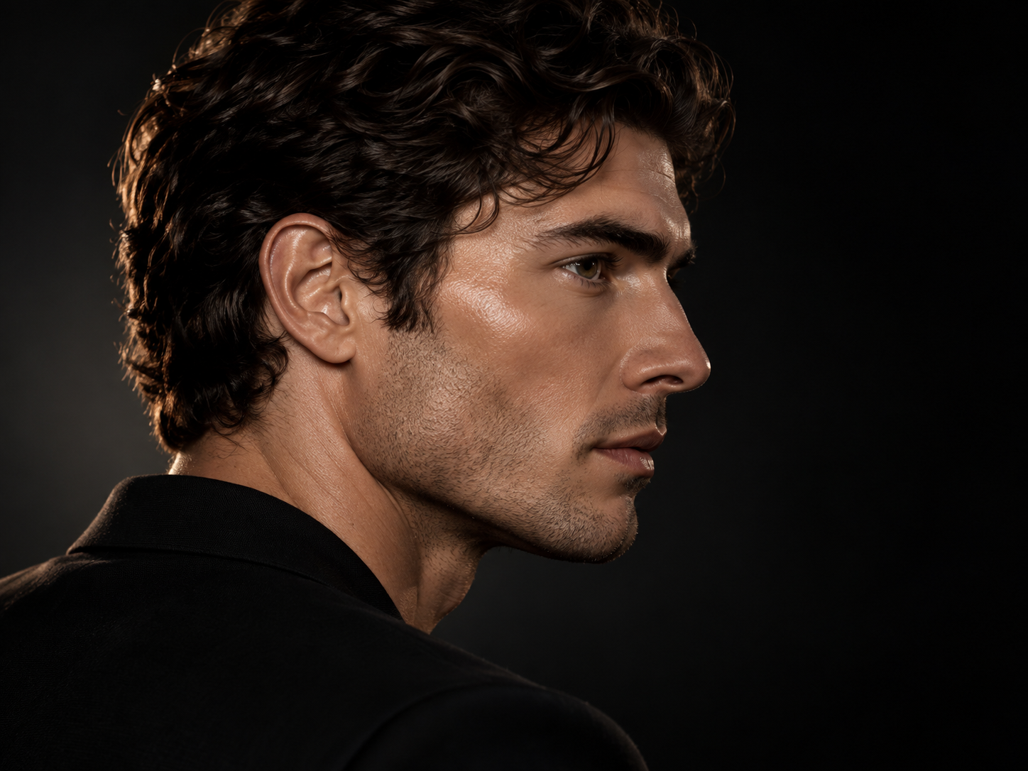 Illustrative side profile portrait